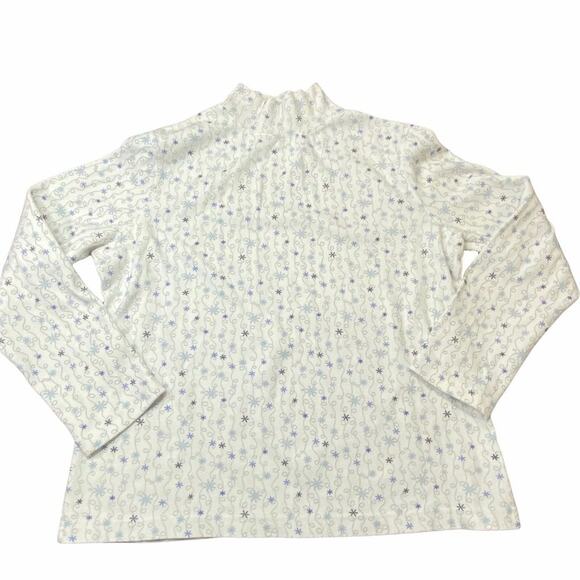 croft & barrow Tops - Croft & Barrow Mock Turtleneck White with Snowflakes Size PL